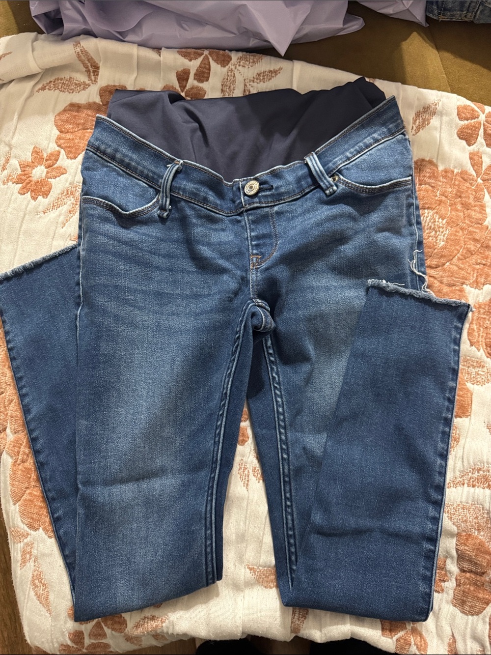 Abercrombie & Fitch Dark Blue Maternity Jeggings with Overband